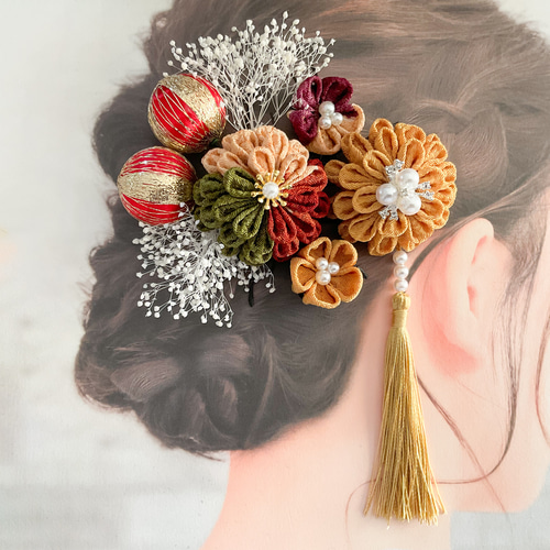 和風　手作り髪飾り　3点セット 和風 手作り髪飾り 3点セット