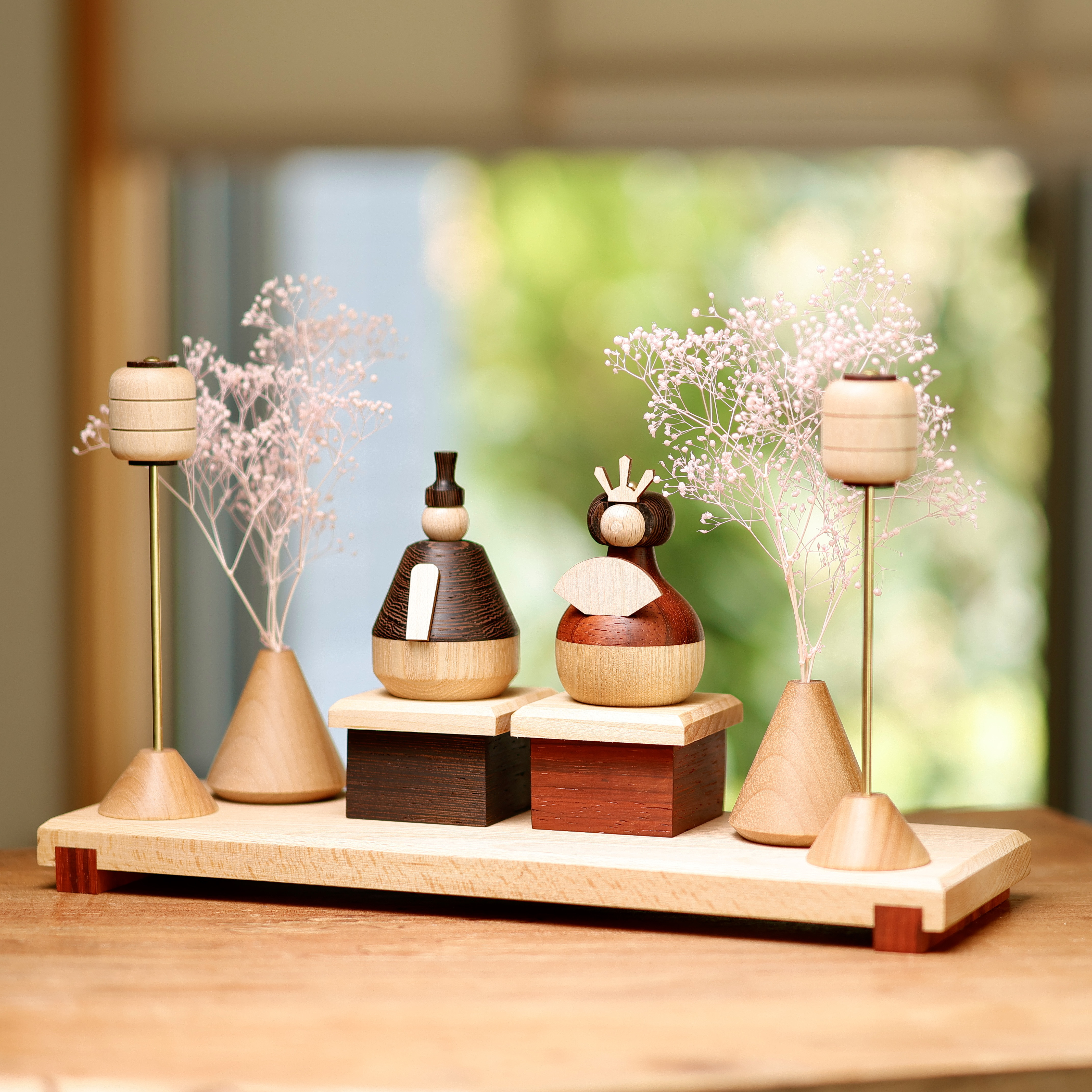 ナチュラル 北欧風 【新品正規品】木製雛人形-Fleur-コンパクト 初節