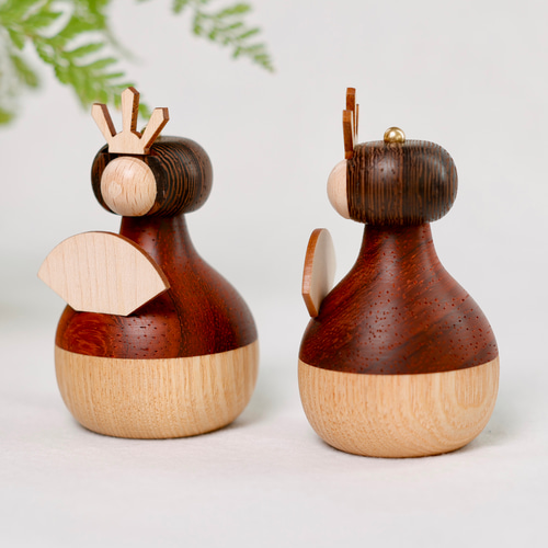 無垢材のおひな飾り ひな人形 おひなさま 内裏雛 桃の節句 真鍮 木製