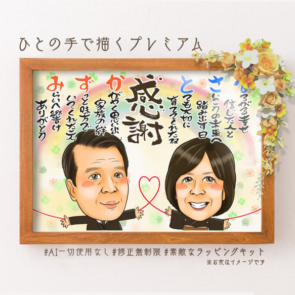 似顔絵 結婚式のウェルカムボード・ 繋がる似顔絵★ 9枚目の画像