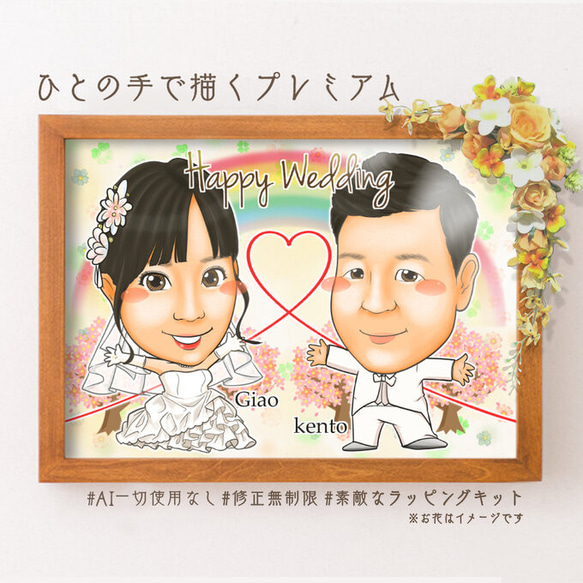 似顔絵 結婚式のウェルカムボード・ 繋がる似顔絵★ 11枚目の画像