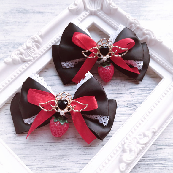 2・ハンドメイド⭐ヘアクリップいちご