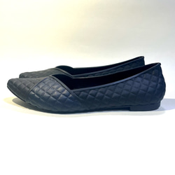 2色絎縫PVC平底高跟鞋（W黑色） 晴天雨天，防水 第4張的照片