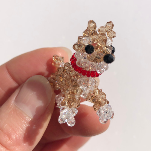 スワロフスキーのクリスタルガラスビーズを使用【柴犬】ストラップ