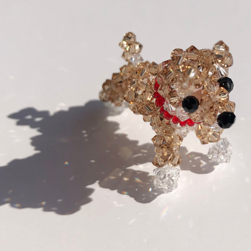 スワロフスキーのクリスタルガラスビーズを使用【柴犬】ストラップ