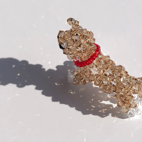 スワロフスキーのクリスタルガラスビーズを使用【柴犬】ストラップ