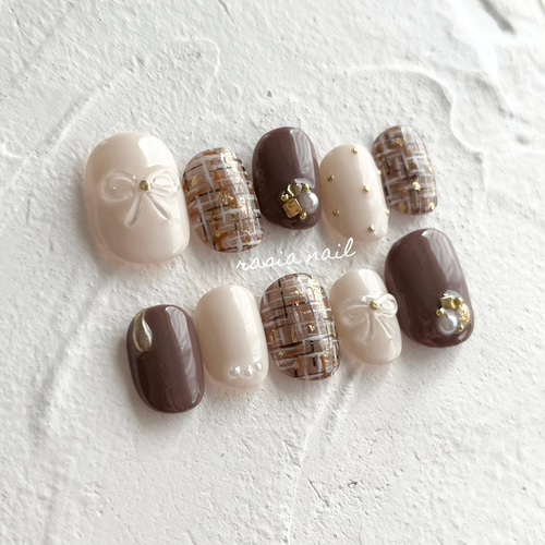 ブラウンツイードネイル ネイルチップ（つけ爪） rasia nail 通販