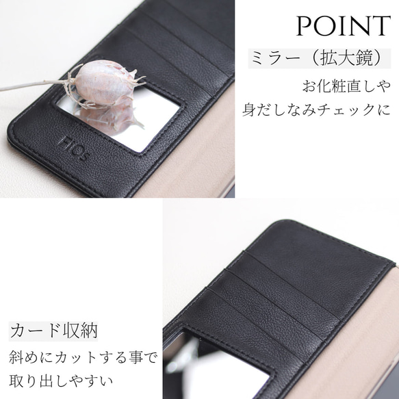 iphone11 ケース 手帳型 ミラー付き カード収納 iphone11Pro ショルダー ストラップ レザー くすみ 11枚目の画像