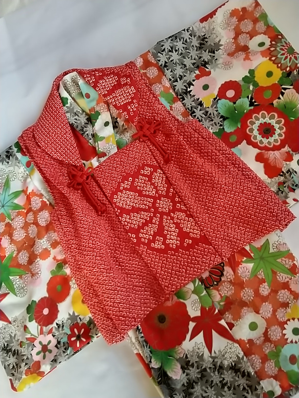 赤ちゃん着物セット(正絹総絞りの被布） ベビー服 着物大好きばあば 