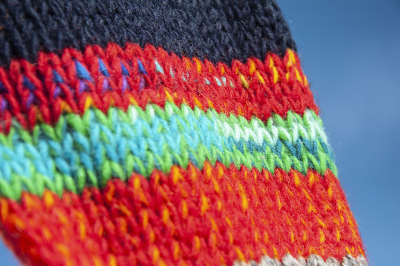 手織りピュアウールニットソックス/ニットウールソックス/内側起毛ソックス/暖かいソックス-サンセットグリーンランドノルディックニ 11枚目の画像