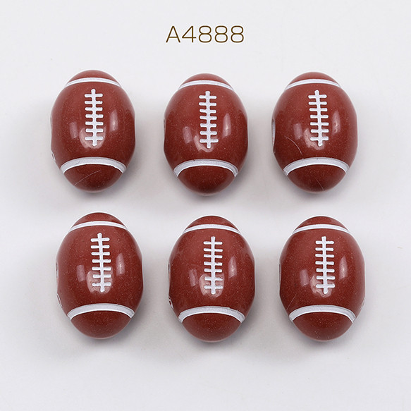 A4888 60個 アクリルビーズ スポーツ風モチーフ ラグビーボール 通し穴あり 12×18mm 3 x（20ヶ） 1枚目の画像