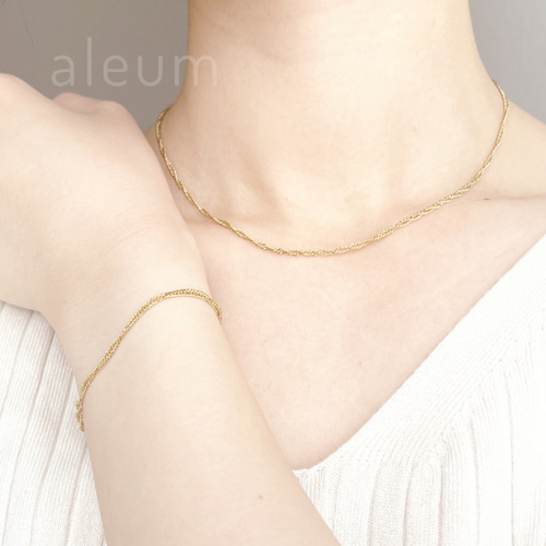 ネックレス つけっぱなし スクリューチェーン 金属アレルギー対応