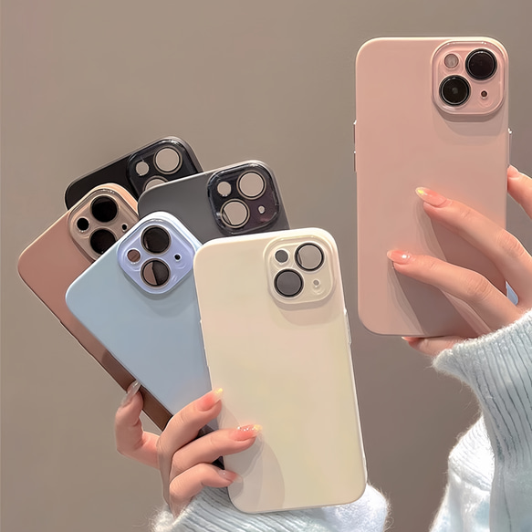 オリジナルスマホケース　シンプル　高級感　シリコン　iPhoneケース 　レンズフィルム付き 2枚目の画像