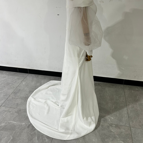 高品質！ウエディングドレス オフホワイト オフショルダー シースルー  