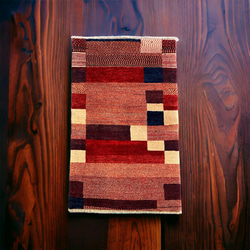 《アウトレット品》ギャッベ　イラン製　ペルシャ　玄関マット（L）パッチワーク柄　140×84【GB6-010】 5枚目の画像