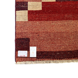 《アウトレット品》ギャッベ　イラン製　ペルシャ　玄関マット（L）パッチワーク柄　140×84【GB6-010】 4枚目の画像