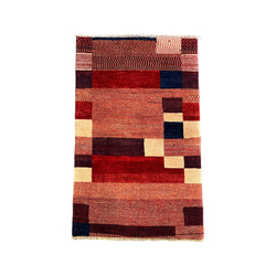 《アウトレット品》ギャッベ　イラン製　ペルシャ　玄関マット（L）パッチワーク柄　140×84【GB6-010】 1枚目の画像