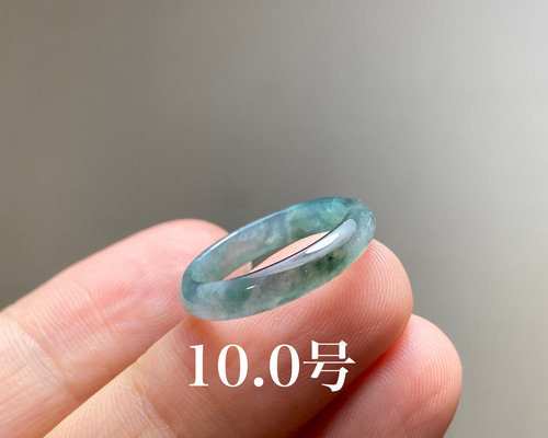 [R100-002］天然石　翡翠　くりぬきリング　グアテマラ産　10号 L3-155 上品 氷藍水 10.0号 天然グアテマラ産 A貨 本翡翠 くりぬき
