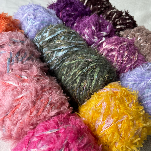 杢糸3本（紫、オレンジ、空）