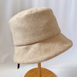 ふんわりウールフラノの帽子✳︎木馬リボンのバケットハット【選べるサイズ受注製作】 4枚目の画像
