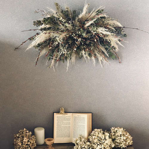 ドライフラワー しぶとい アーチ風 壁掛け インテリア ニューボーンフォト 