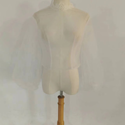 可愛婚紗高領蓬鬆袖優雅蕾絲上衣/拍前/新娘 第1張的照片