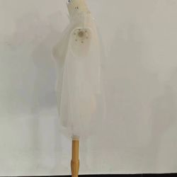 可愛婚紗高領蓬鬆袖優雅蕾絲上衣/拍前/新娘 第5張的照片