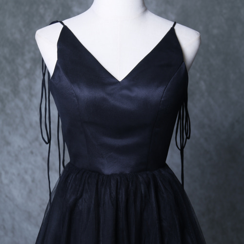 パーティードレス ブラック キャミソール Vネックバックレス オーダー  