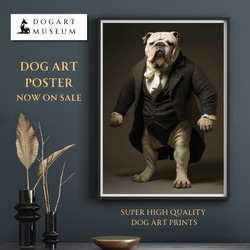 【ファッションショー - ブルドッグ犬 No.1】A2アートポスター 犬の絵 犬の絵画 犬のイラスト 1枚目の画像