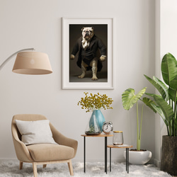 【ファッションショー - ブルドッグ犬 No.1】A2アートポスター 犬の絵 犬の絵画 犬のイラスト 7枚目の画像