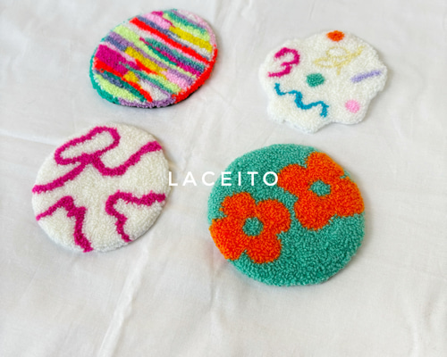 再販】コースター インテリア 韓国風 パンチニードル コースター