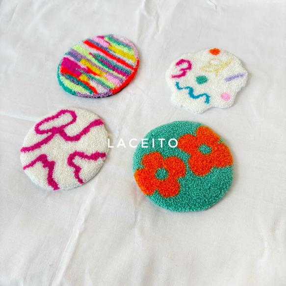 再販】コースター インテリア 韓国風 パンチニードル コースター