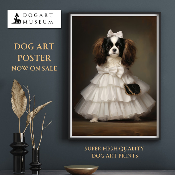 【ファッションショー - キャバリア・キング・チャールズ犬 No.1】A2アートポスター 犬の絵 犬の絵画 犬のイラスト 1枚目の画像