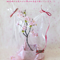 桜 ～ 薄紅色の1本桜とガラスの富士（小）まるで本物の様な桜と透明感を楽しむフラワーインテリア・無料ラッピング 5枚目の画像