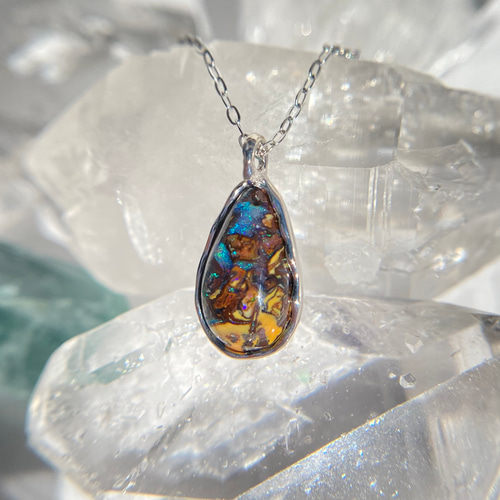 天然ボルダーオパールネックレス☆ オーストラリア産原石から磨いた1