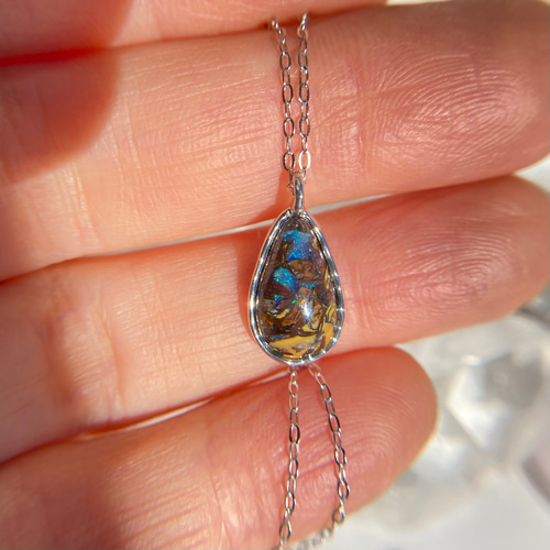 天然ボルダーオパールネックレス☆ オーストラリア産原石から磨いた1