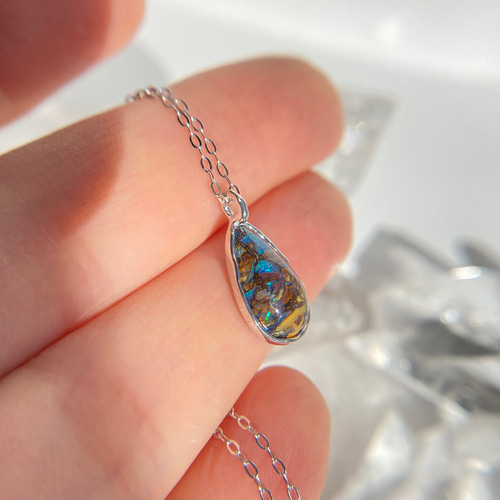 天然ボルダーオパールネックレス☆ オーストラリア産原石から磨いた1