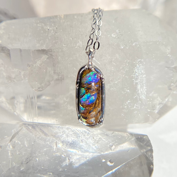 天然ボルダーオパールシルバーネックレス☆ オーストラリア産原石から