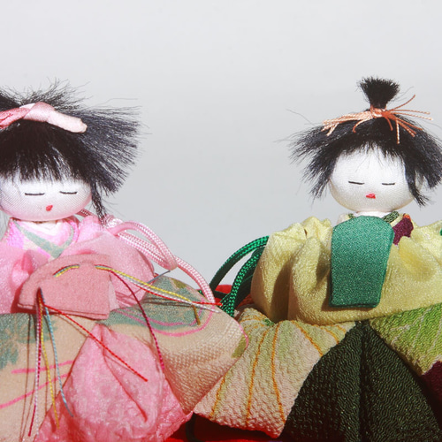 桃の節句・ひな祭り ちりめん古布『お雛様とお内裏様 』手作り