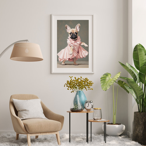 ⭕原画 after dinner 2016 フレンチブル 犬の現代アート 絵画 原画 after dinner 2016 フレンチブルドック 絵画 現代アート