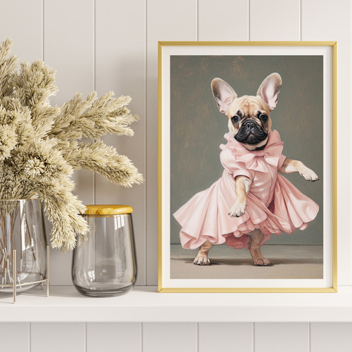 原画一点物 絵画 『HAPPY』アート わんこ フレンチブルドッグ 犬