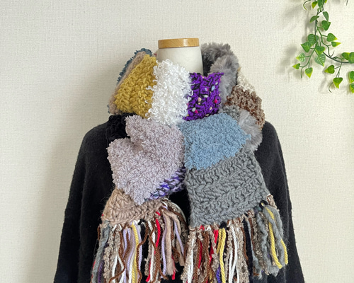 ★新品★変形エスニックハンドメイド大判ロングマフラー★ハンドメイド★ネパール★ e1741ef834382b5a7a0bd8b8eed4d5
