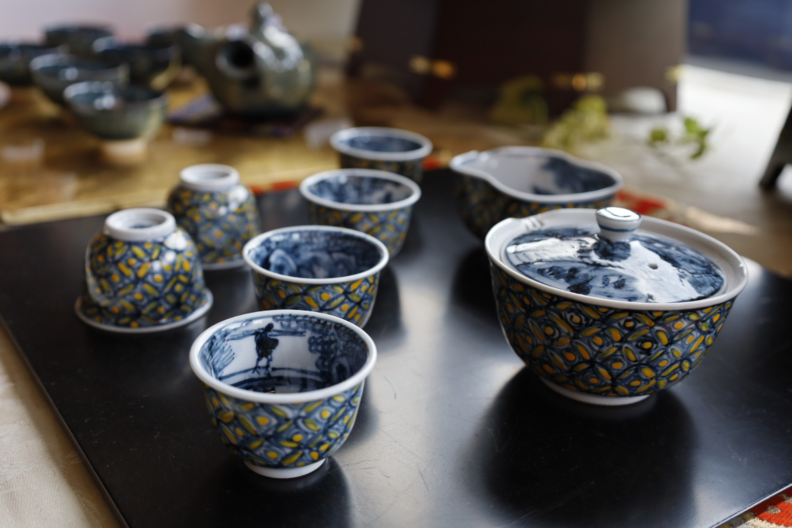 青華 祥瑞 煎茶器揃 黄檗清鳳造 箱入(メ954) - 工芸品 青華 祥瑞 煎茶器揃 黄檗清鳳造 箱入(メ954) - 工芸品