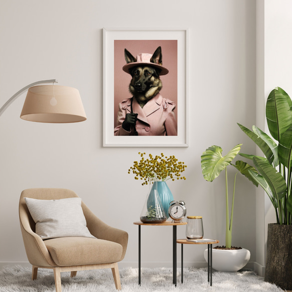 【ファッションショー - ジャーマンシェパード犬 No.1】A2アートポスター 犬の絵 犬の絵画 犬のイラスト 7枚目の画像