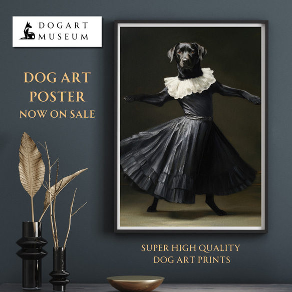 【ファッションショー - ラブラドールレトリバー犬 No.2】A2アートポスター 犬の絵 犬の絵画 犬のイラスト 1枚目の画像