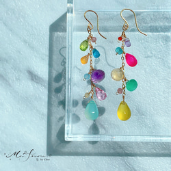 14kgf 天然石　ブルーレースアゲート　ネモフィラ　　カービング　ピアス 14kgf】天然石＊ブルーレースアゲートピアス(イヤリング) ピアス