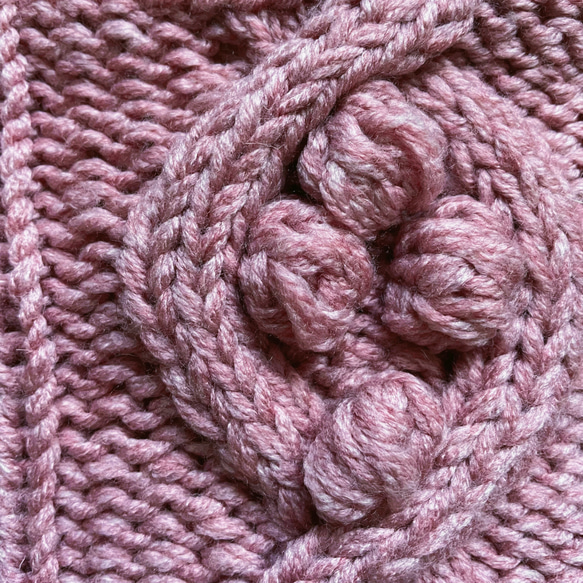 毛糸×麻紐 ポコポコトートバッグ 赤みピンク 2枚目の画像