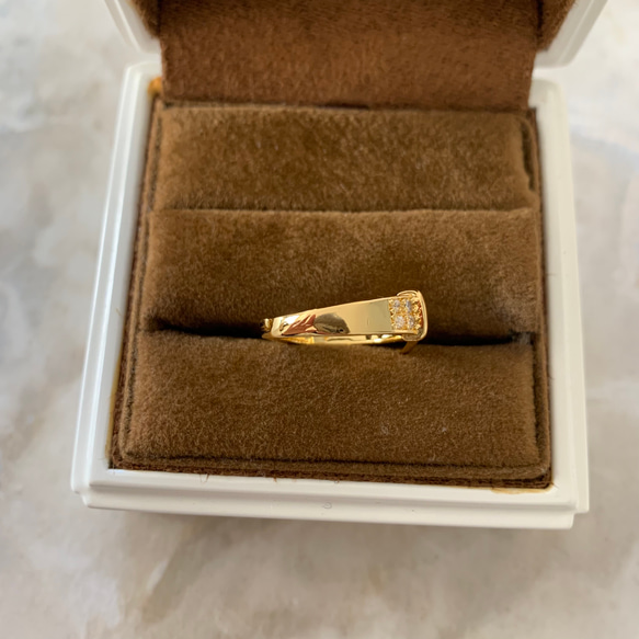 stainless チェーンリング　指輪　ゴールド　ハワイアンジュエリー　ベルトデザイン 4枚目の画像
