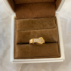 stainless チェーンリング　指輪　ゴールド　ハワイアンジュエリー　ベルトデザイン 2枚目の画像