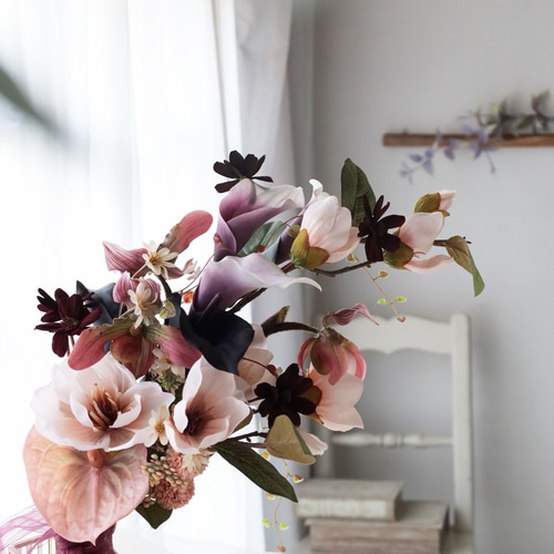 造花　ブーケ　マグノリア マグノリア アームブーケ 造花ウェディングブーケ ブーケ グッド